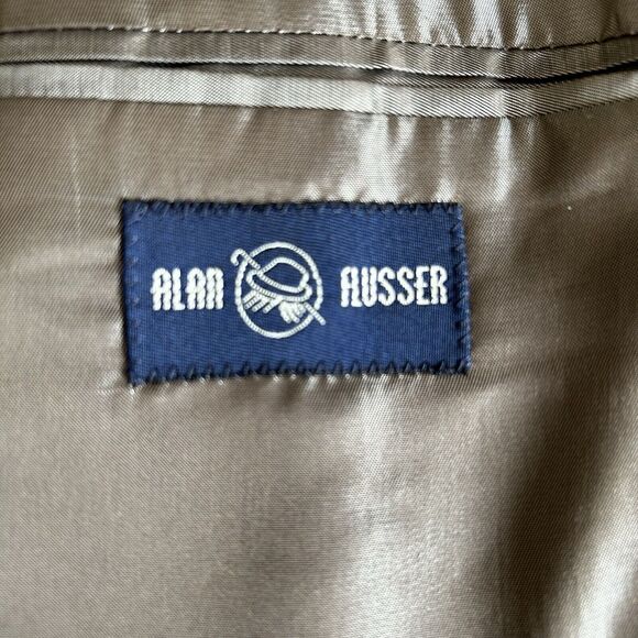 Alan Flusser Sport Coat Men 44 Short Gray Wool Linen Herringbone Classic Office - Picture 4 of 16